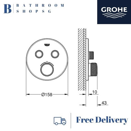 GROHE Grohtherm SmartControl Thermostat for Concealed Shower Mixer Installation with 2 valves 29119000