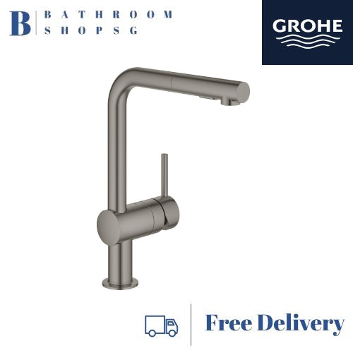 Grohe Minta L-Spout Single-Lever Kitchen Sink Mixer 30274AL0 Brushed Hard Graphite