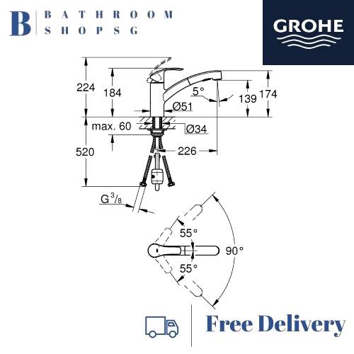 Grohe Eurosmart Single-lever Kitchen Sink mixer 30305000