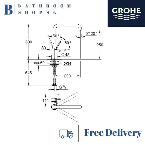 Grohe Essence High Spout Single-Lever Kitchen Sink Mixer 30505KF0