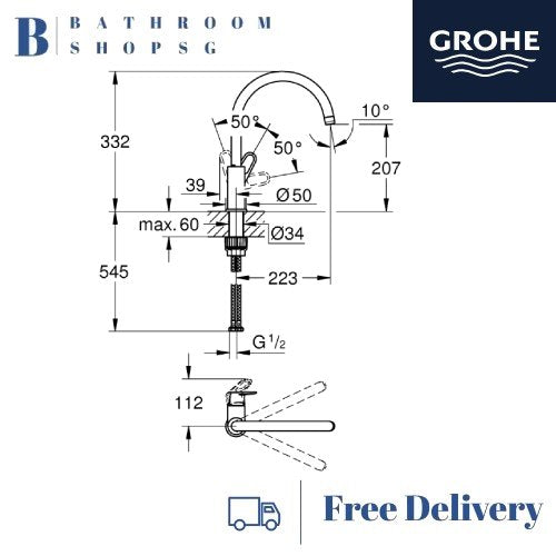 Grohe BauFlow Single-Lever Kitchen Sink Mixer 31230001
