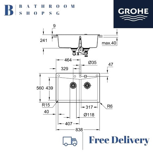 Grohe K700 Composite Undermount Double Bowl Kitchen Sink 31657AP0 | Grohe Granite Sink