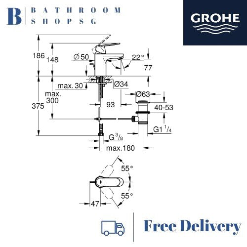 Grohe Eurosmart Cosmopolitan Single-Lever Basin Mixer EcoJoy 3282500E