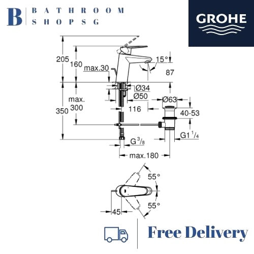Grohe Euro Ceramic Undercounter Basin 101012SH00 Bundle with Eurodisc Cosmopolitan Mixer 3319020E