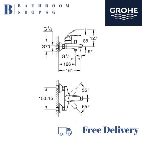 Grohe Eurosmart Single-Lever Bath Mixer 33300002