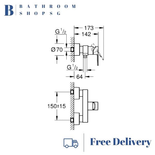Grohe Lineare Single-lever Wall mounted Shower Mixer 33865DC1