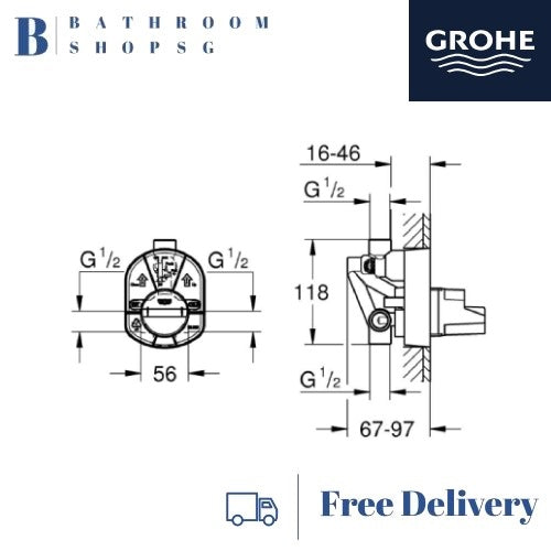 Grohe Single Lever Conceal Shower Mixer 19383000 with Installation Set 33963000