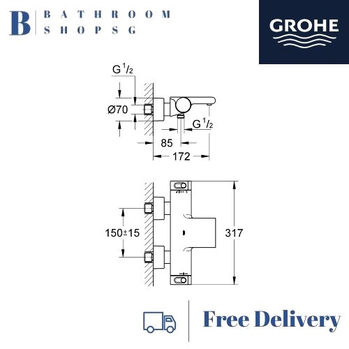 GROHE Grohtherm 2000 Thermostat Bath Mixer | Grohe Bathroom Faucet 34174001