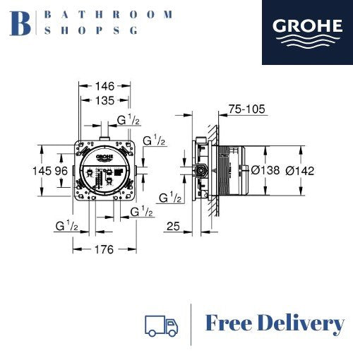 Grohe Rapido SmartBox Universal rough-in box 35600000 | Concealed Body for Bath Shower Mixer