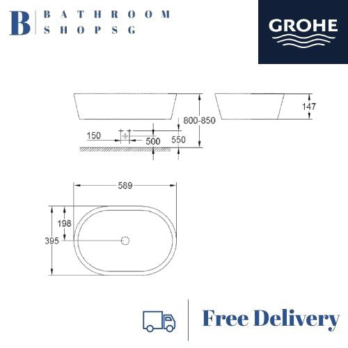 Grohe Eurocosmo 39122001 Vessel Basin 60 Bundle with Eurodisc Cosmopolitan basin mixer 23432000