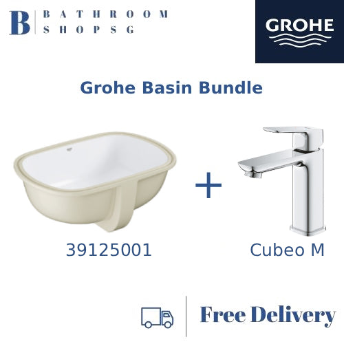 Grohe Eurosmart Undercounter Basin 39125001 Bundle with Grohe Cubeo Basin Mixer 1017550000