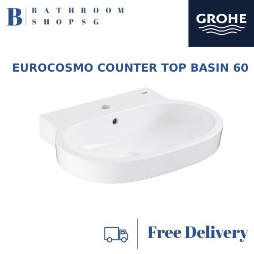 Grohe Eurocosmo Counter Top Basin 60 Alpine White 39291000 with Grohe Eurosmart Single-lever basin mixer S-Size 23922003