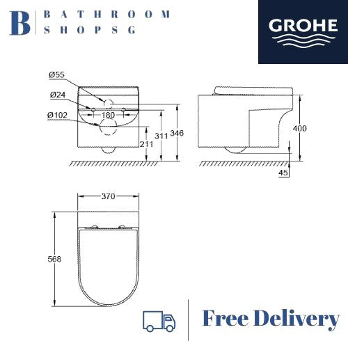 Grohe Eurocosmo Wall hung WC | Grohe Toilet Bowl 39296000