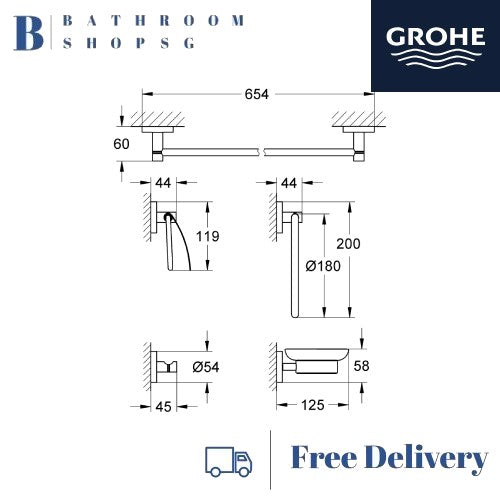 Grohe 40344001 Essentials Master Bathroom Accessories Set 5-in-1 | Grohe Bathroom Accessories