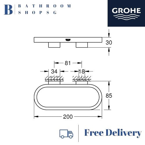 Grohe 41035GL0 Selection Towel Ring/Holder | Grohe Bathroom Accessories