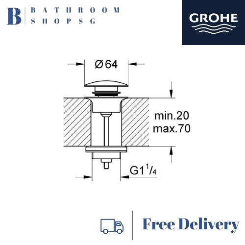 Grohe 65807AL0 Waste Set With Push-open Plug for Bathroom Basin