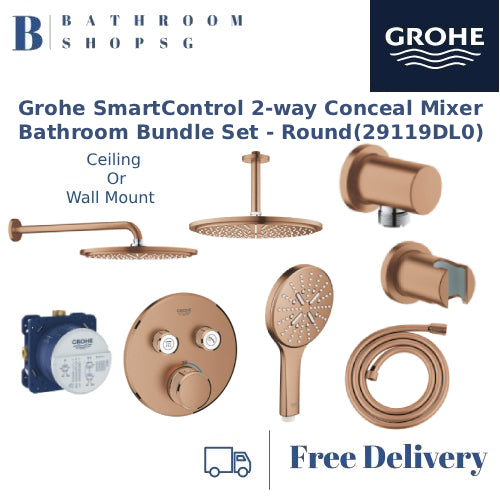 Grohe SmartControl 2-Way Thermostat Conceal Mixer Bathroom Bundle Set-Round 29119DL0