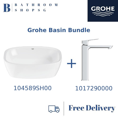 Grohe Bau Vessel Square Basin 104589S00 bundle with Grohe Cubeo XL Basin Mixer 1017290000