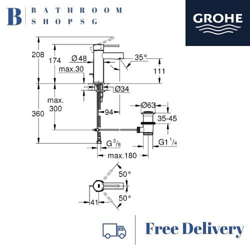 Grohe Essence Single-lever Basin Mixer S-size | Grohe Bathroom Faucet 32898001