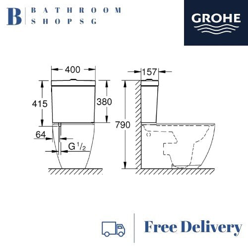 Grohe Essence Floor Standing Toilet Bowl Water Closet Set 3957200H+39579000+39577000