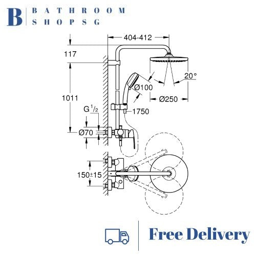 Grohe Tempesta Cosmopolitan 250 Rainshower system with Shower Mixer 26673000