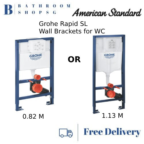 American Standard Acacia Supasleek WH Toilet CL31197 Bundle with Grohe Rapid SL Brackets Cistern and Flush Plate Set