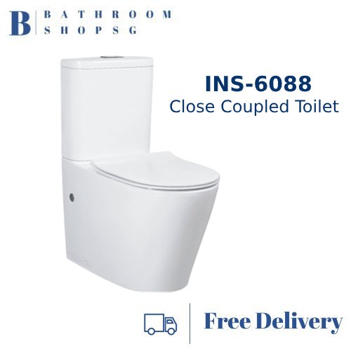 Inspire INS-6088 Rimless Tornado Flush Close Coupled Toilet Bowl with Seat and Cover