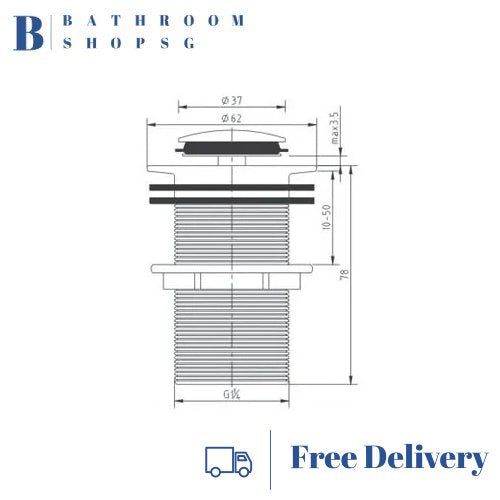 Chrome 32mm Pop-up Waste Set without Overflow 1 1/4" for Bathroom Basin