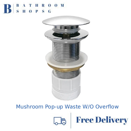 Mushroom 40mm Chrome Pop-up Waste Set without Overflow for Bathroom Basin