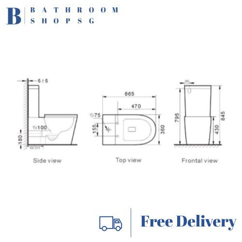 Inspire INS-6088 Rimless Tornado Flush Close Coupled Toilet Bowl with Seat and Cover