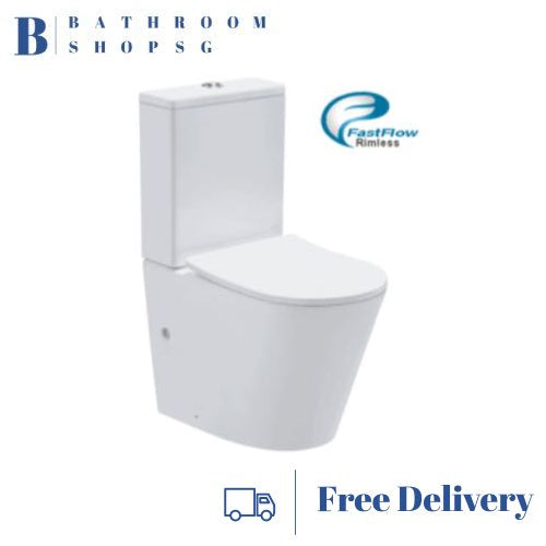 Inspire INS-6093 Rimless Back To Wall Close Coupled Toilet Bowl with UF Seat Cover