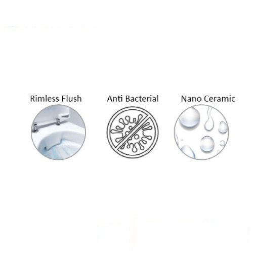 Inspire INS-6088 Rimless Tornado Flush Close Coupled Toilet Bowl with Seat and Cover
