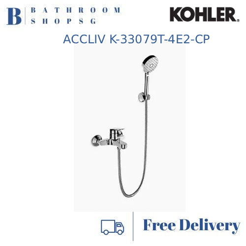 Kohler ACCLIV Exposed Wall Mount Bath Mixer K-33079T-4E2-CP with Hand shower Set