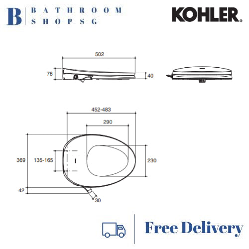 Kohler C3-030 Manual Bidet Seat and Cover K-98804K-0