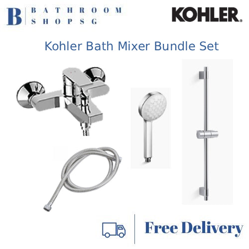 Kohler Taut Wall Mount Bath Mixer K-74036T with Rainjoy Slide Bar Hose Hand Shower Full Set