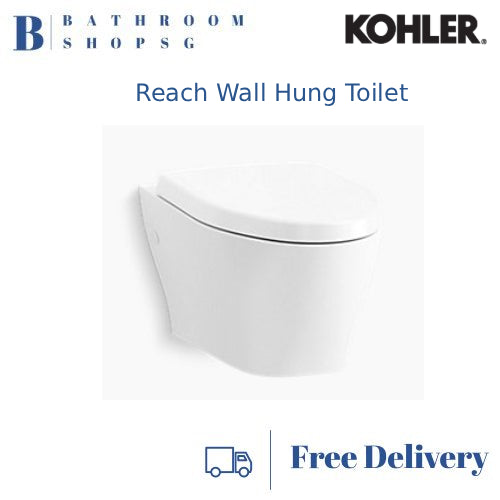 Kohler Reach Wall Hung Toilet K-32125R with Cistern Wall Brackets and Flush Plate Bundle Set
