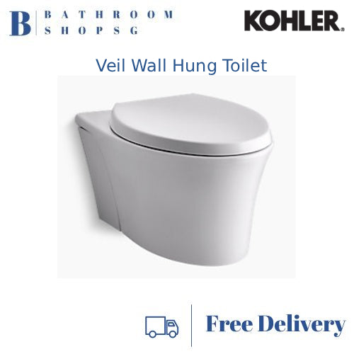 Kohler Veil Wall Hung Toilet K-5723K with Cistern Wall Brackets and Flush Plate Bundle Set