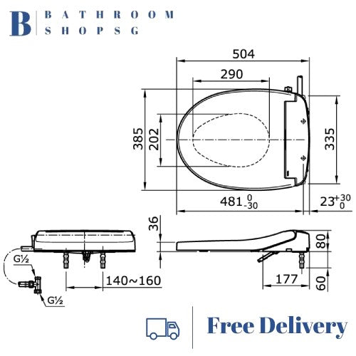 TOTO Ecowasher Bidet Seat Cover TCW08S with Basic Installation