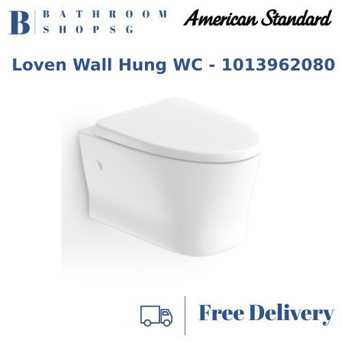 American Standard Loven Elegant White Wall-Hung Toilet with Rapid SL Wall Brackets and Grohe Flush Plate Bundle - 1013962080