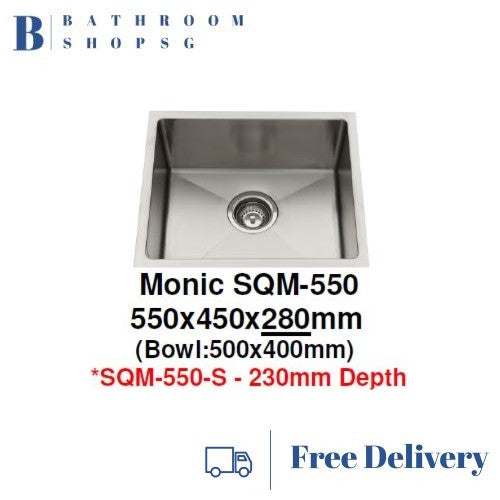 Monic SQM-550-S Single Bowl Stainless Steel Undermount Kitchen Sink