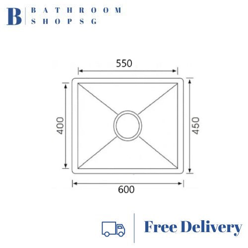 Monic SQM-600 Handmade Single Bowl Stainless Steel Kitchen Sink