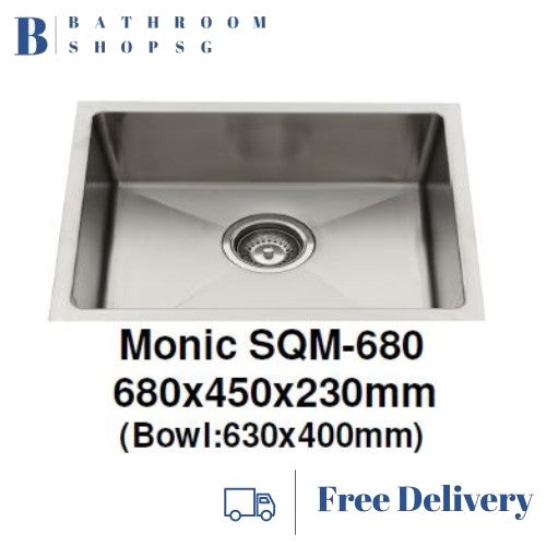 Monic SQM-680 Single Bowl Stainless Steel Undermount Kitchen Sink