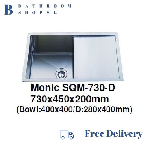Monic SQM-730-D Single Bowl with Drainer Stainless Steel Kitchen Sink