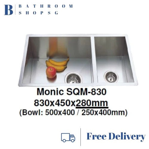 Monic SQM-830 Double Bowl Stainless Steel Reversible Kitchen Sink
