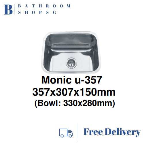Monic U-357 Stainless Steel Under Mount Single Bowl Kitchen Sink