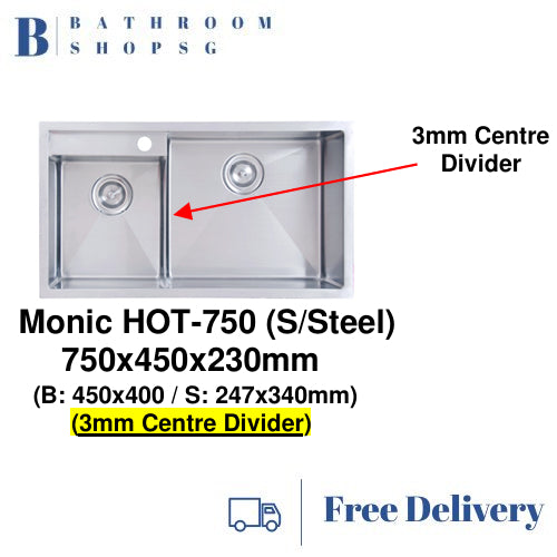 Monic HOT-750 Stainless Steel Undermount Double Bowl Kitchen Sink