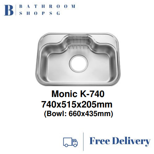 Monic K-740 Korean-Made Stainless Steel Single Bowl Kitchen Sink