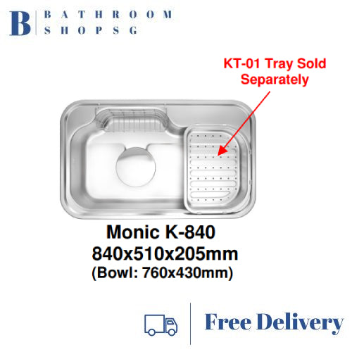 Monic K-840 Korean-Made Stainless Steel Single Bowl Kitchen Sink