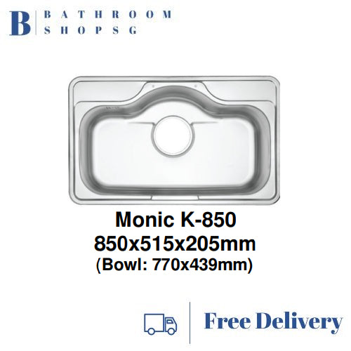 Monic K-850 Korean-Made Stainless Steel Single Bowl Kitchen Sink