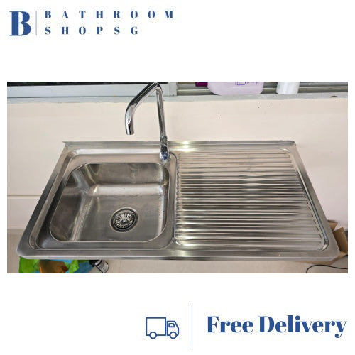 Monic L-1000-D Wall mount Stainless Steel Single Bowl with Drainer Kitchen Sink